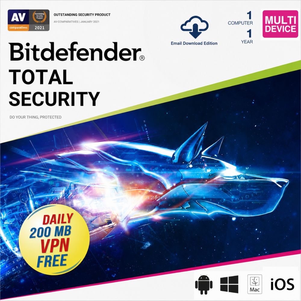 BitDefender Total Security 1 Device 1 Year (Windows / Mac / Android / iOS)