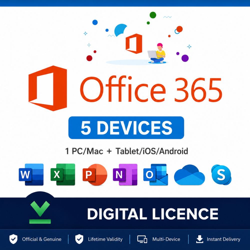 [Accounts] Microsoft Office 365 Plus For 5 Devices for Windows/MAC | 1 YEAR