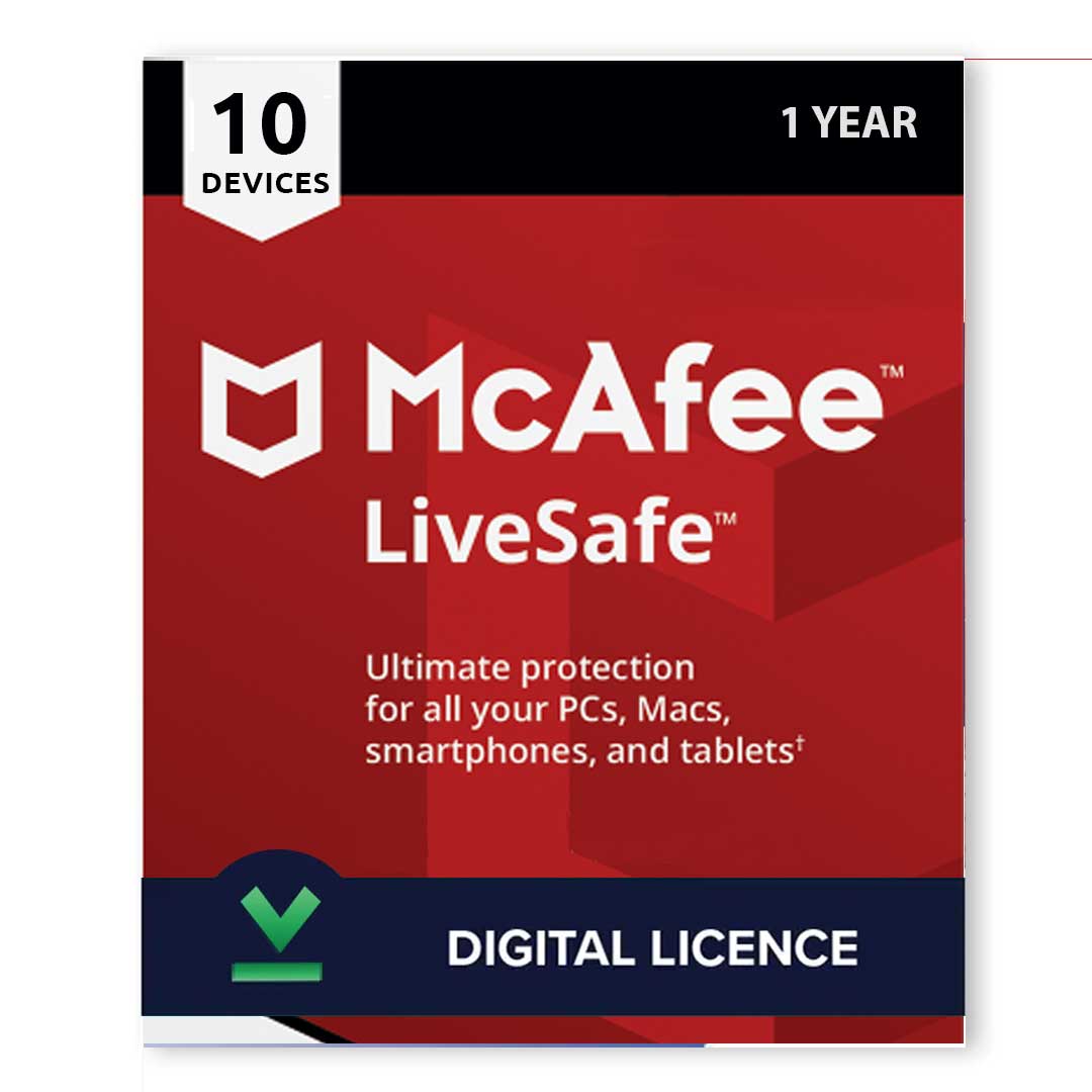 McAfee Livesafe 10 Devices 1 Year Activation