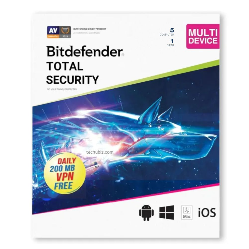 BitDefender Total Security 5 Devices 1 Year (Windows / Mac / Android / iOS)