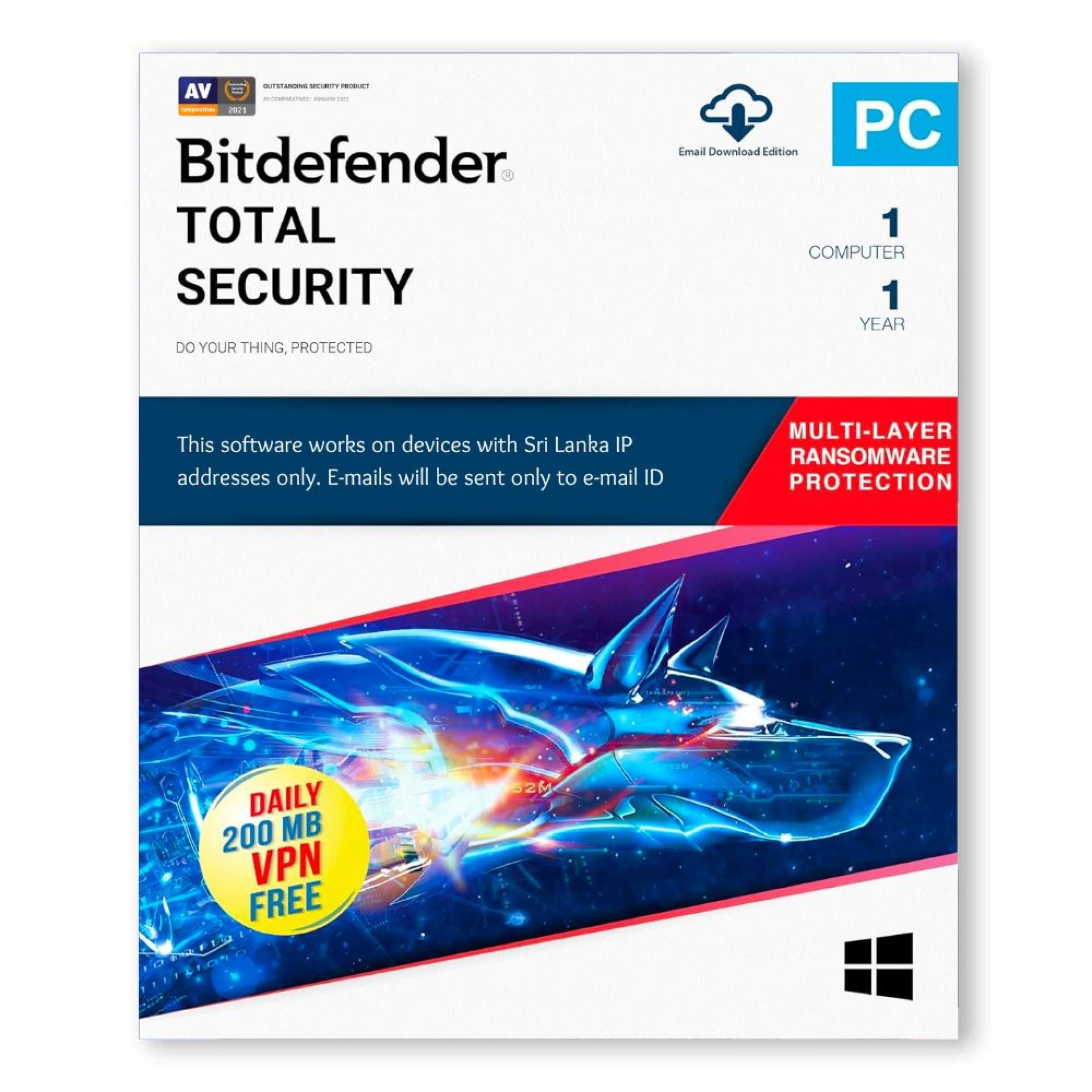 [Key] Bitdefender total security 1 Year 1 Device Activation (Sri Lanka Only)